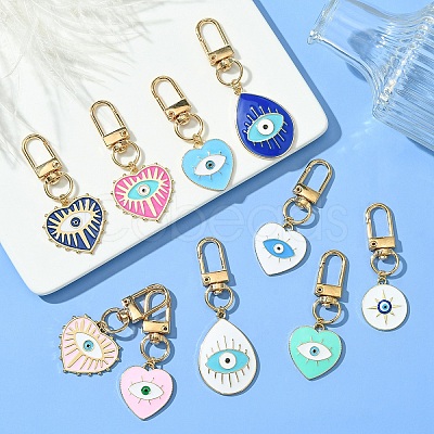 Teardrop with Evil Eye Alloy Enamel Pendant Decorations HJEW-YW00017-01-1