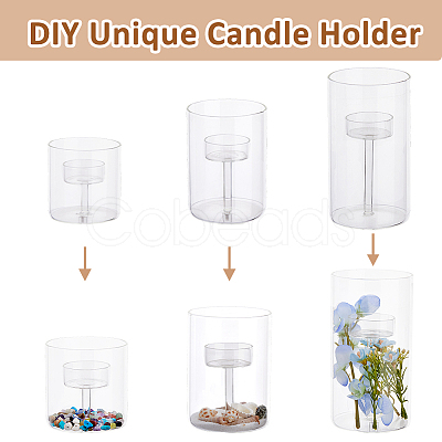 3Pcs 3 Styles Transparent Glass Candle Holders DJEW-FH0001-32-1