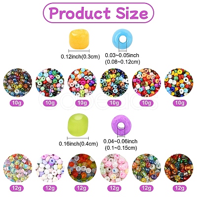 60G 6 Styles Round Glass Seed Beads SEED-YW0002-67-1