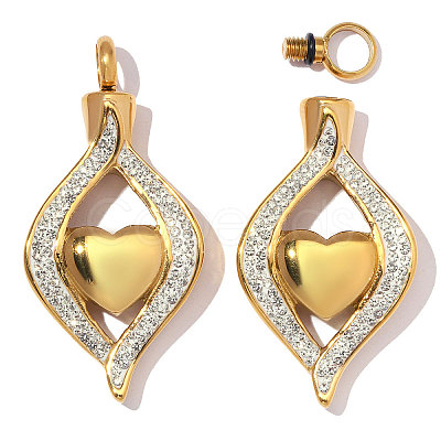 304 Stainless Steel witih White Enamel & Crystal Rhinestone Pendants SA-OY003-58G-02-1
