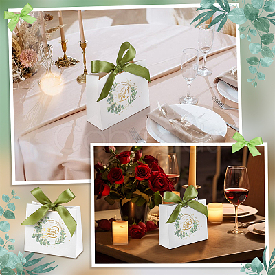 80Pcs Gold Stamping Thank You Paper Gift Bags with Olive Drab Polyester Ribbon CON-WA0001-05-1
