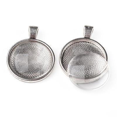 25mm Transparent Clear Domed Glass Cabochon Cover for Alloy Photo Pendant Making TIBEP-X0009-RS-1