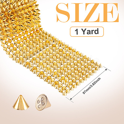 1 Yard 12-Row Resin Spike Stud Cone Flatback Punk Rock Trim Mesh Bead Craft FIND-TA0006-73B-1