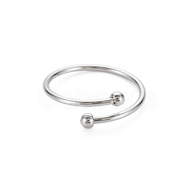 Non-Tarnish 304 Stainless Steel Double Beaded Thin Open Cuff Rings RJEW-N038-048P-1