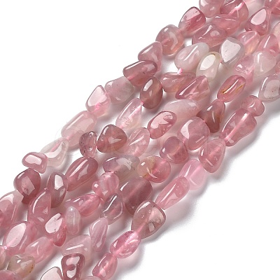 Natural Old Rose Madagascar Rose Quartz Beads Strands G-P497-01A-02-B-1