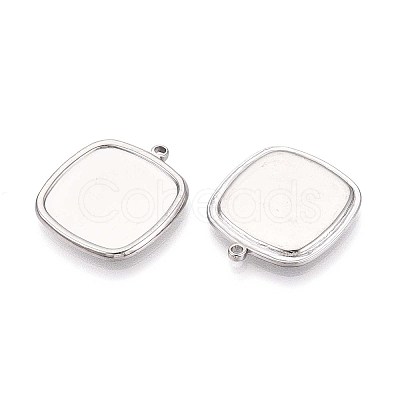 304 Stainless Steel Pendant Cabochon Settings STAS-T067-14P-1