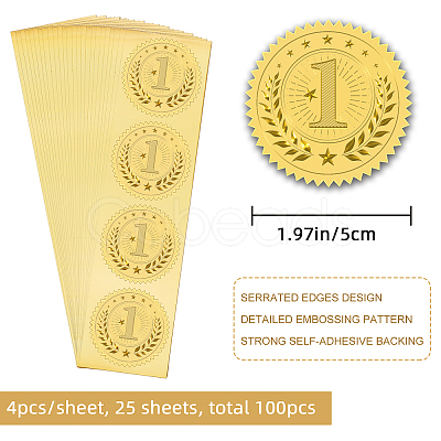 Self Adhesive Gold Foil Embossed Stickers DIY-WH0211-118-1