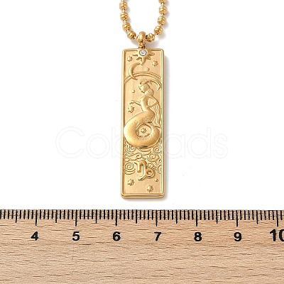 304 Stainless Steel Clear Cubic Zirconia Rectangle Constellation Pendant Necklaces for Women Men NJEW-S435-01G-J-1