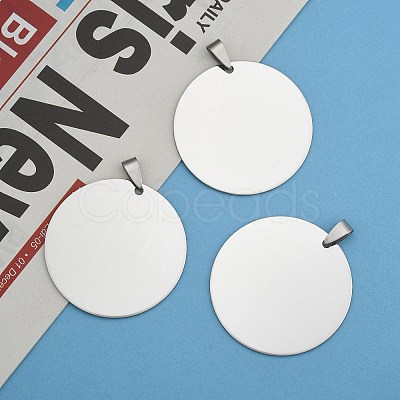 Non-Tarnish 201 Stainless Steel Flat Round Mirror Polished Finish Stamping Blank Tag Pendants LS-STAS-S030-10-1