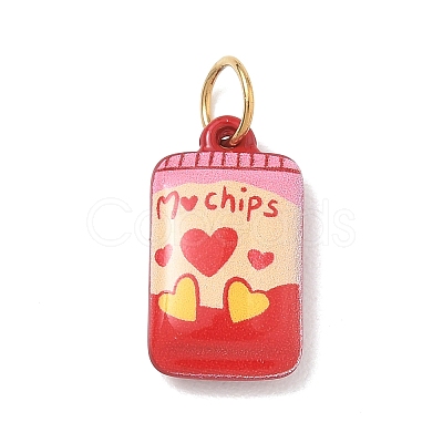 Valentine's Day Spray Painted 304 Stainless Steel Pendants SA-CBA08A6-07D-G-1