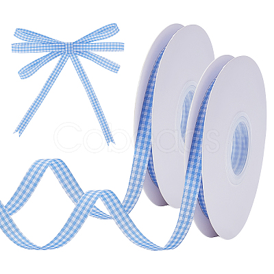 Polyester Tartan Pattern Ribbon OCOR-WH0101-157A-1