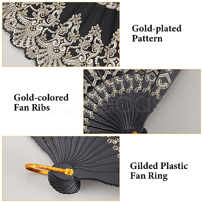 5Pcs 5 Colors Plastic Folding Fan AJEW-CN0003-90-1