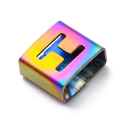 Ion Plating(IP) 304 Stainless Steel Square Slide Charms STAS-L132-04H-M-1