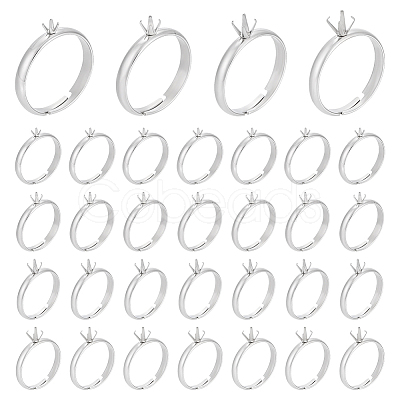 32Pcs 4 Styles 304 Stainless Steel Cuff Ring Components STAS-UN0064-46-1