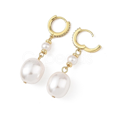 Oval Shell Pearl Drop Earrings EJEW-JE07361-01-1