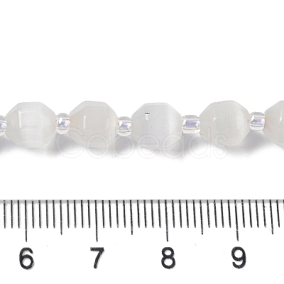 White Cat Eye Beads Strands G-Q169-F10-01-1