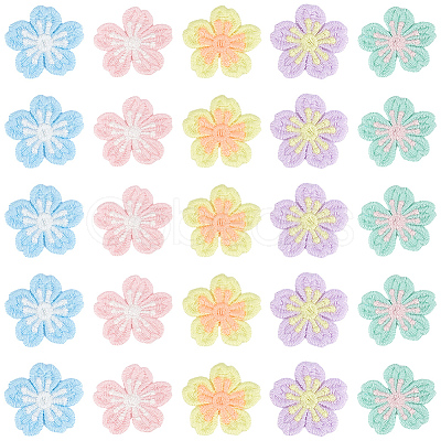 50Pcs 5 Colors Polyester Applqiues PATC-CY0001-59-1