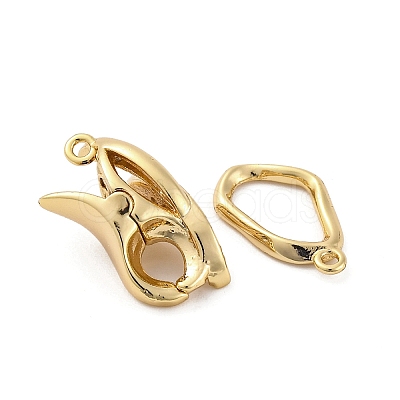Brass Micro Pave Clear Cubic Zirconia Fold Over Clasps KK-C075-25G-1