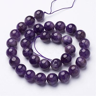 15 inch Round Natural Amethyst Beads Strands GSR12mmC062-1