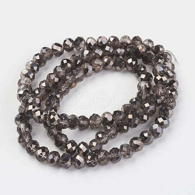 Electroplate Transparent Glass Beads Strands EGLA-A034-T6mm-P14-1
