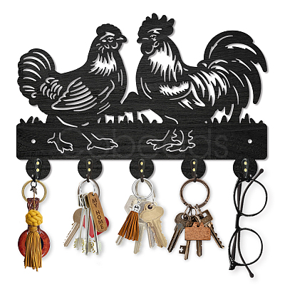 Wood & Iron Wall Mounted Hangers HJEW-WH0055-098-1