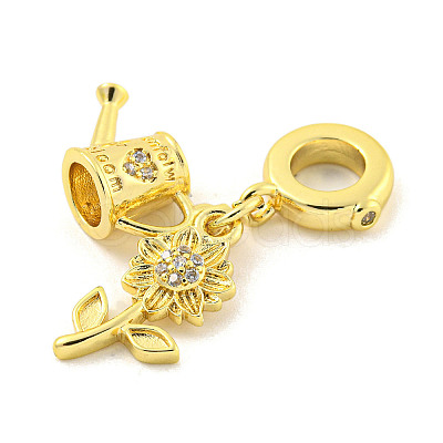 Rack Plating Brass Micro Pave Cubic Zirconia European Dangle Charms KK-P270-02G-G-1