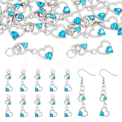 15Pcs Alloy Glass Heart Pendants PALLOY-TAC0254-03-1