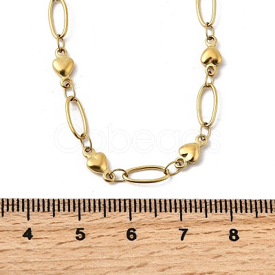 304 Stainless Steel Heart Link Chain Necklaces for Women NJEW-A046-02B-G-1