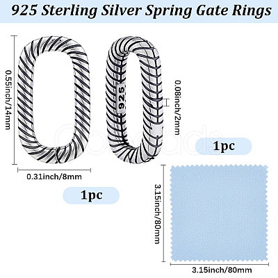 1Pc Sterling Silver Spring Gate Rings STER-BBC0009-55B-1
