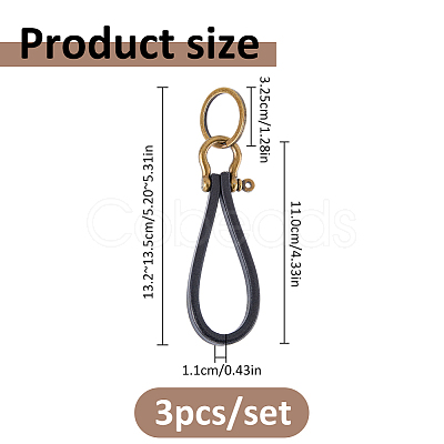 3Pcs Cowhide Keychains KEYC-FH0001-79-1
