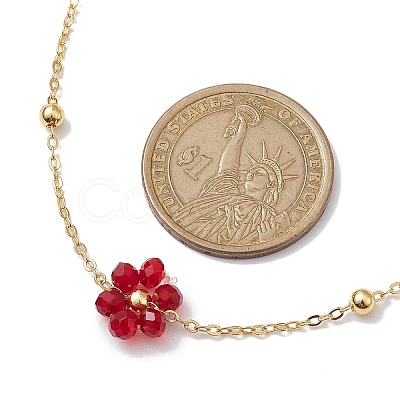 Glass Daisy Flower Beaded Necklace NJEW-JN04741-1