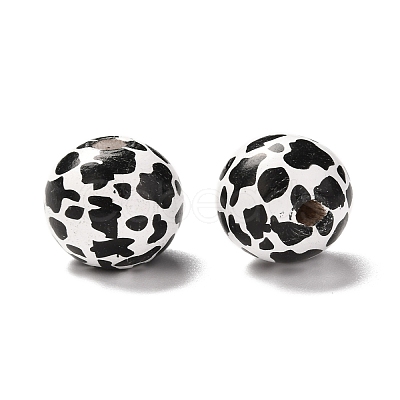 Printed Wood European Beads X-WOOD-F011-06-1