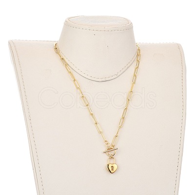 Heart Lock Pendant Necklaces NJEW-JN02971-1