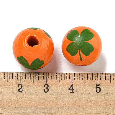 Printed Wood European Beads WOOD-G022-01A-1