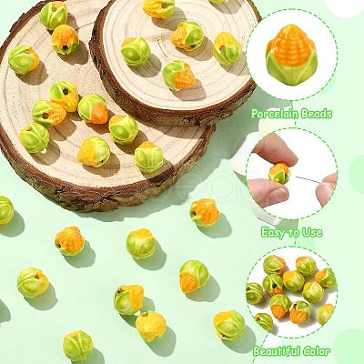 30Pcs 2 Colors Famille Rose Porcelain Beads PORC-CJ0001-16-1