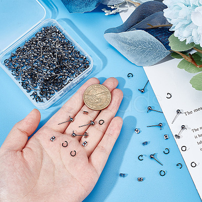 100Pcs Iron Ball Stud Earring Findings KK-UN0001-33-1