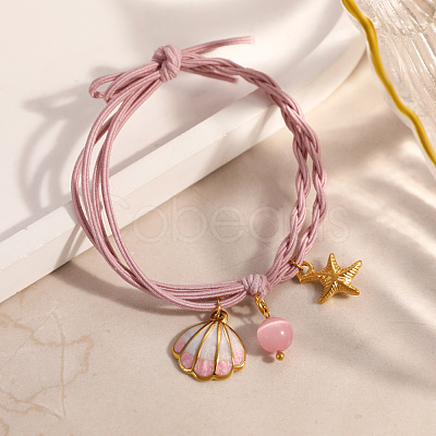 304 Stainless Steel Enamel & Resin Charms Bracelets BJEW-B170-01G-01-1