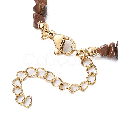 Natural Tiger Eye Chip & Glass Beaded Anklets AJEW-AN00682-06-1