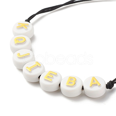 Acrylic Flat Round with Letters Braided Bead Bracelet for Women BJEW-JB07571-02-1