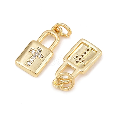 Brass Micro Pave Clear Cubic Zirconia Pendants KK-G544-08G-01-1
