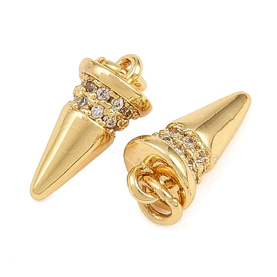 Brass Micro Pave Clear Cubic Zirconia Charms KK-Q085-02F-G-1