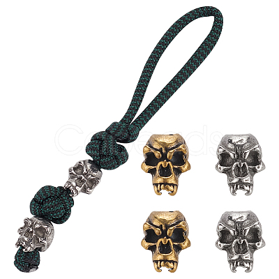 Nbeads 4Pcs 2 Colors Outdoor EDC Tool Brass Parachute Rope European Beads KK-NB0003-63-1