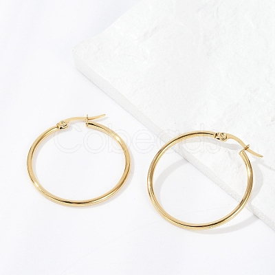 PVD Vacuum Plating 201 Stainless Steel Hoop Earrings with 304 Stainless Steel Pins for Women EJEW-D279-12G-04-1
