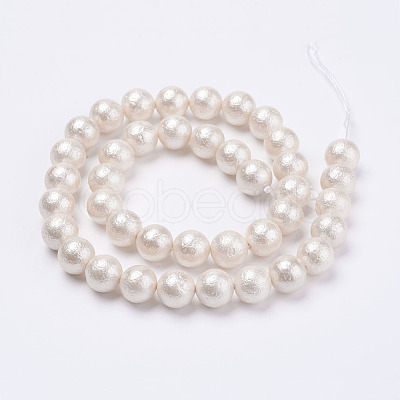 Wrinkle Textured Shell Pearl Beads Strands X-BSHE-F013-02-6mm-1