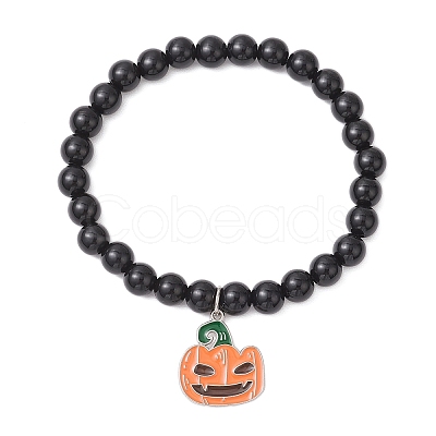2Pcs Halloween Alloy Enamel Charm Bracelets BJEW-JB12011-1