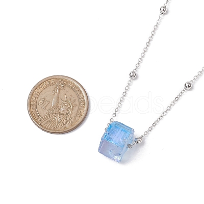 Electroplated Raw Natural Quartz Pendant Necklaces NJEW-JN04967-1
