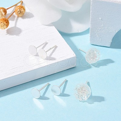 925 Sterling Silver Flat Pad Stud Earring Findings STER-K167-045D-S-1