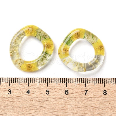 Inner Dried Flower Transparent Resin Ring Pendants RESI-A043-07A-1