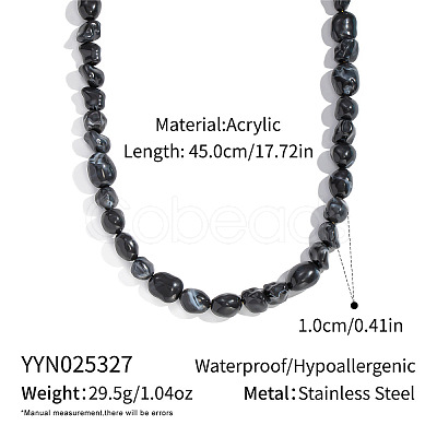 Vintage Beaded Necklace and Bracelet Set Stainless Steel Jewelry for Women BF0589-1-1