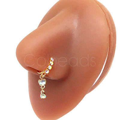 316L Surgical Stainless Steel Cubic Zirconia Dangle Hoop Nose Ring with Charms WG2DADE-39-1